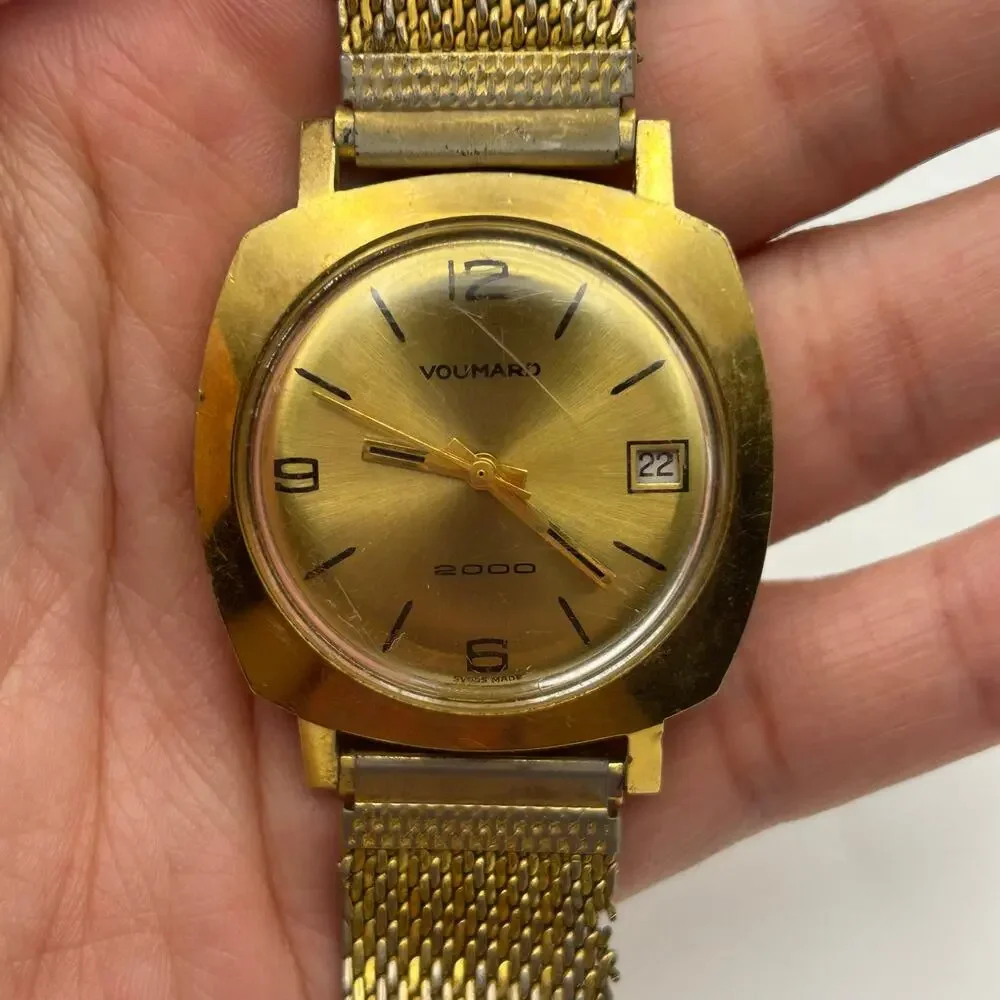 Vintage Gold-tone Voumard 2000 Swiss-made Mechanical Watch Working New Battery